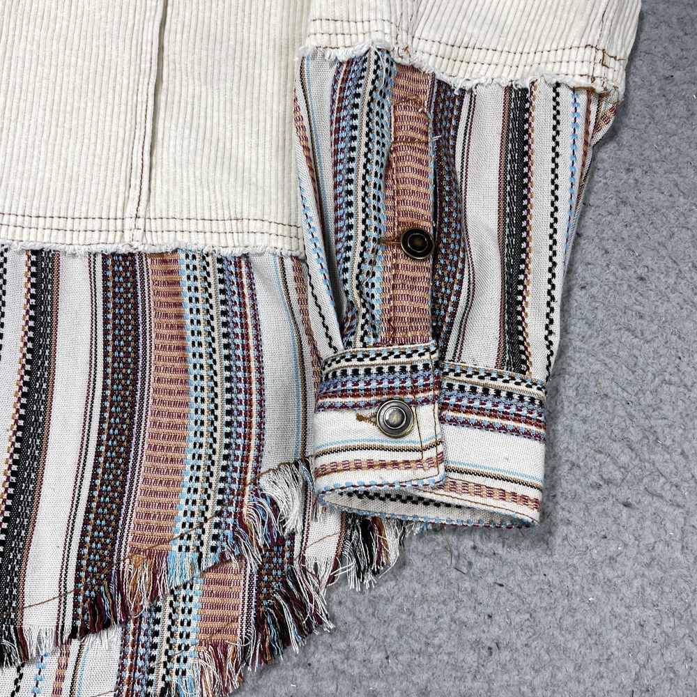 Gimmicks Tunic Shirt Womens Large Multicolor Corduroy Fringe Hem Boho Stripe - Picture 3 of 12